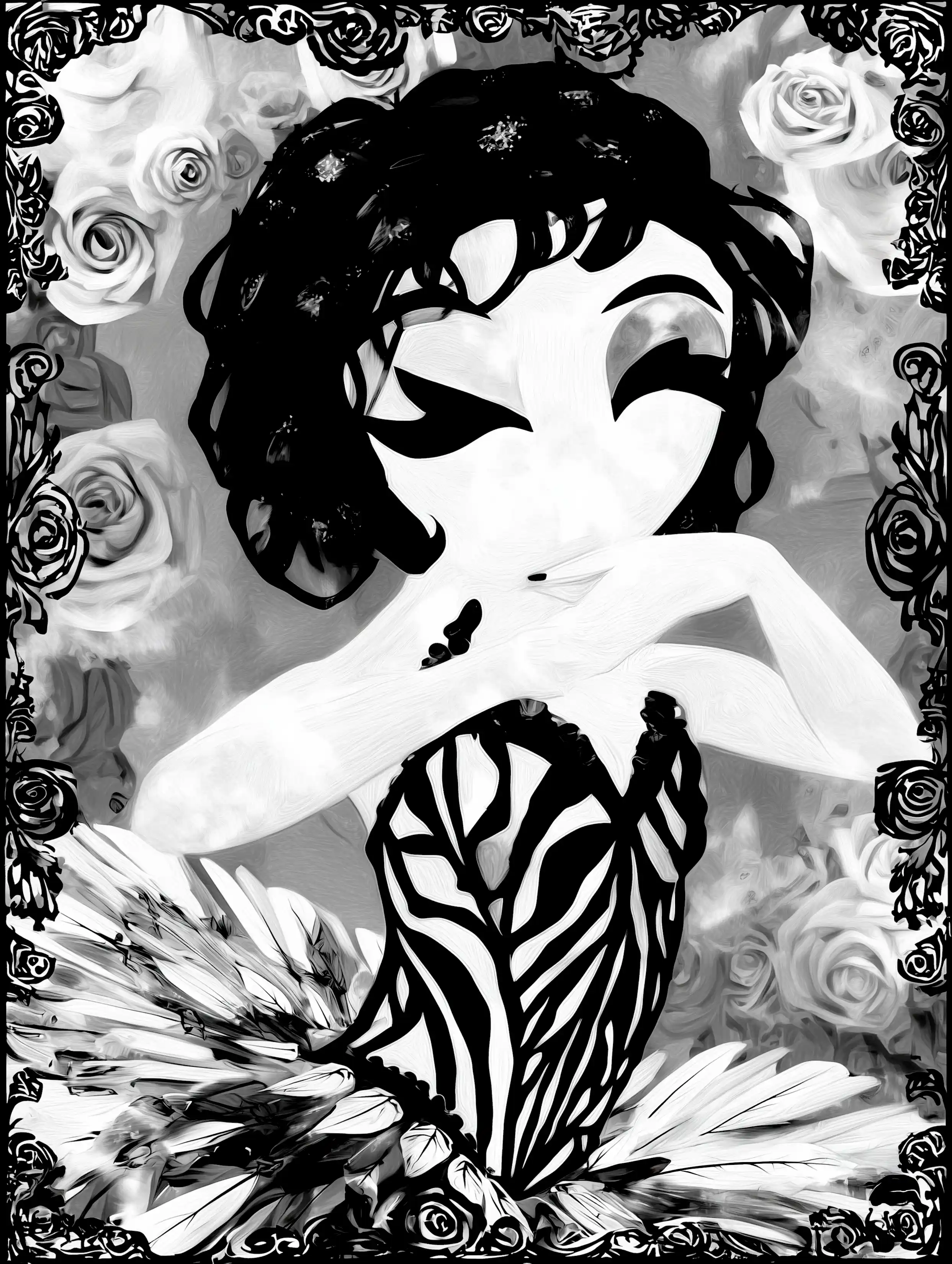 Free ballerina coloring page for adults featuring short hair ballerina